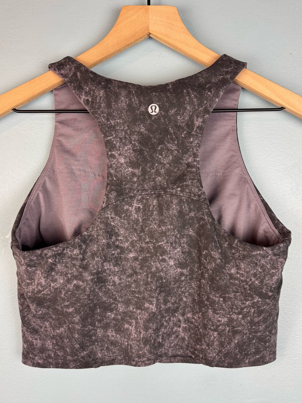 Lululemon Invigorate Training Tank Top Denim Wash Print Dusky Lavender Black 10
